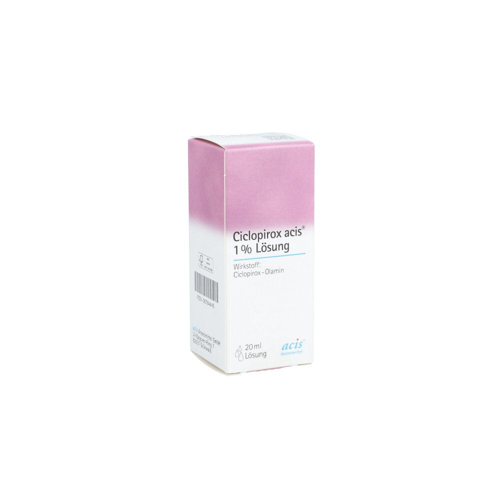 Das Produktfoto zeigt Ciclopirox Acis 1% Lösung (20 ml) PZN 06784445