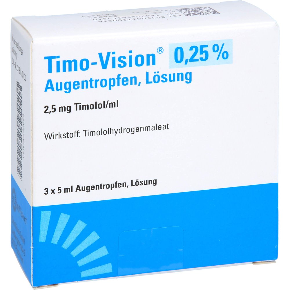 Das Produktfoto zeigt Timo-Vision 0,25% Augentropfen (3X5 ml) PZN 06790026