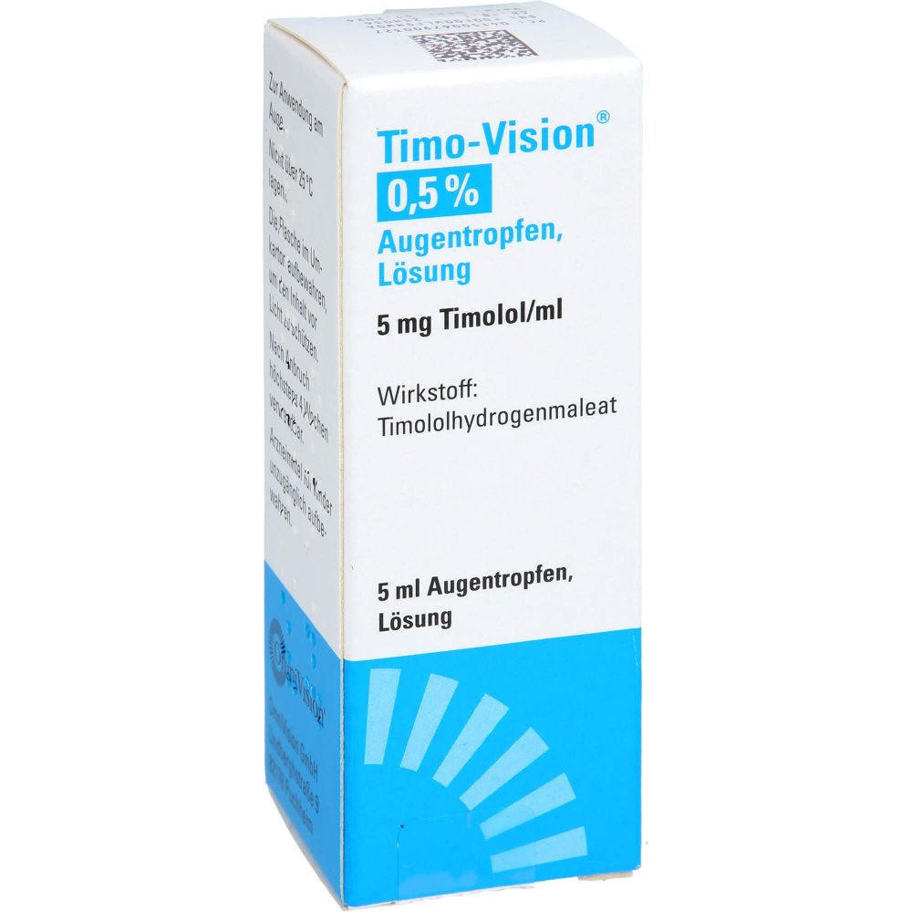 Das Produktfoto zeigt Timo-Vision 0,5% Augentropfen (5 ml) PZN 06790032