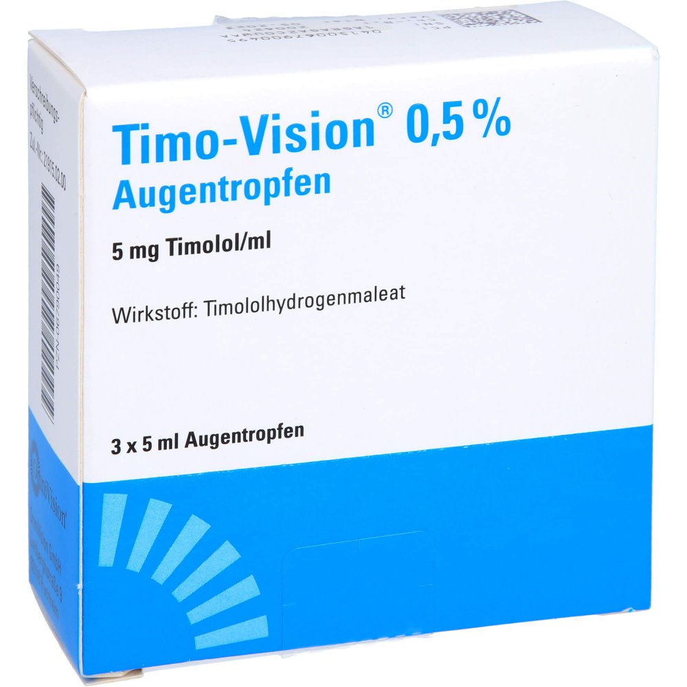 Das Produktfoto zeigt Timo-Vision 0,5% Augentropfen (3X5 ml) PZN 06790049