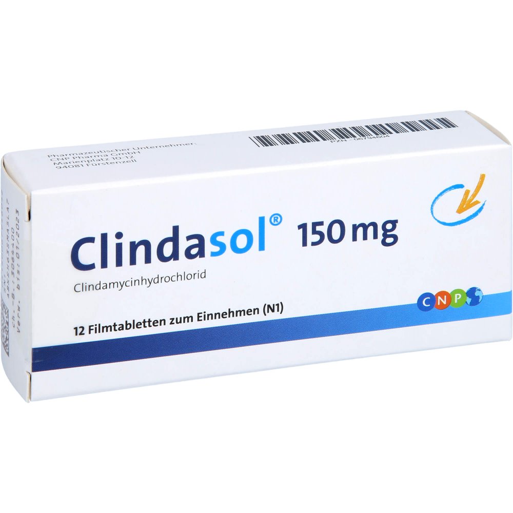 Das Produktfoto zeigt Clindasol 150 Mg Filmtabletten (12 stk) PZN 06794604
