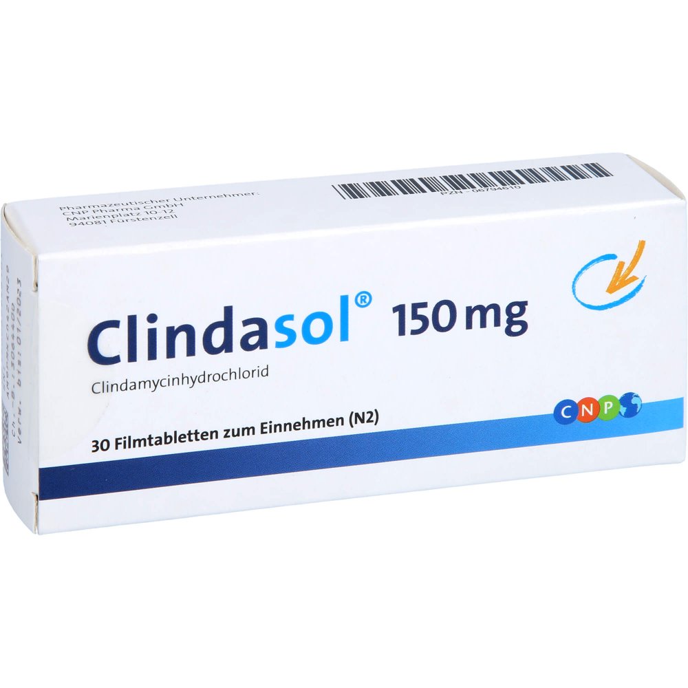 Das Produktfoto zeigt Clindasol 150 Mg Filmtabletten (30 stk) PZN 06794610