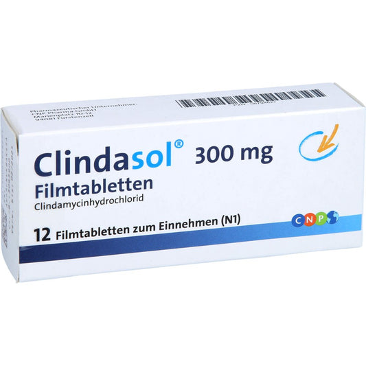 Das Produktfoto zeigt Clindasol 300 Mg Filmtabletten (12 stk) PZN 06794627