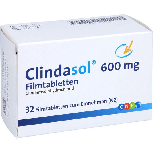 Das Produktfoto zeigt Clindasol 600 Mg Filmtabletten (32 stk) PZN 06794662