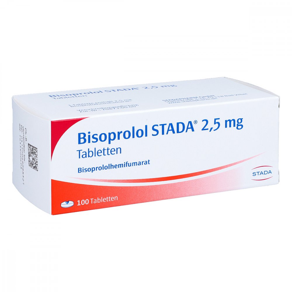 Das Produktfoto zeigt Bisoprolol Stada 2,5 Mg Tabletten (100 stk) PZN 06808832