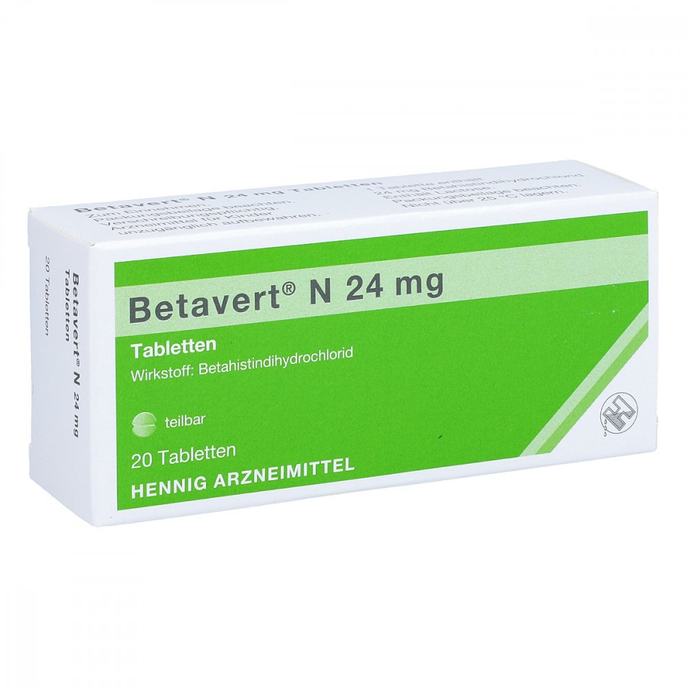 Das Produktfoto zeigt Betavert N 24 Mg Tabletten (20 stk) PZN 06809530
