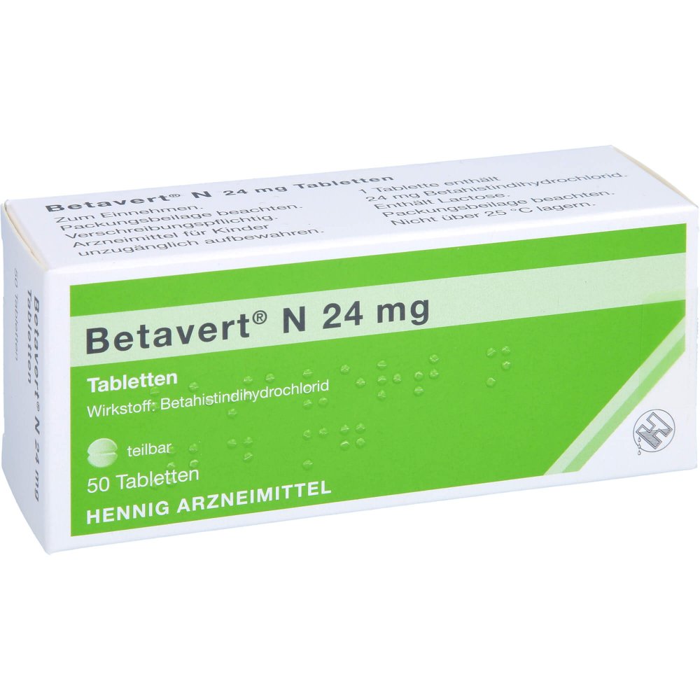 Das Produktfoto zeigt Betavert N 24 Mg Tabletten (50 stk) PZN 06809547