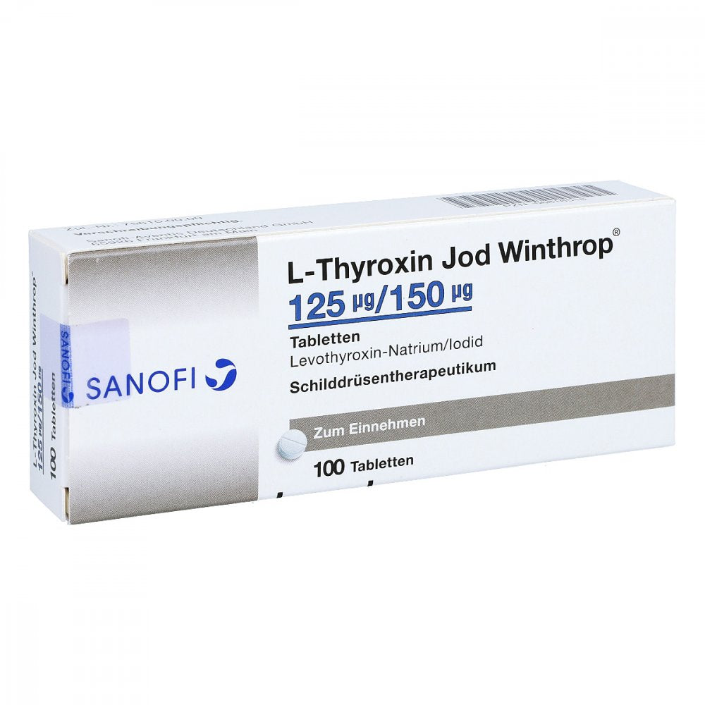 Das Produktfoto zeigt L-Thyroxin Jod Winthrop 125 Μg/150 Μg Tabletten (100 stk) PZN 06816518