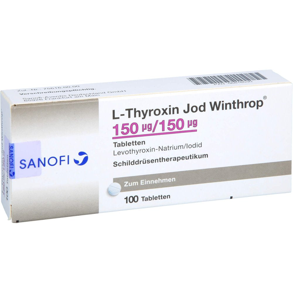 Das Produktfoto zeigt L-Thyroxin Jod Winthrop 150 Μg/150 Μg Tabletten (100 stk) PZN 06816530