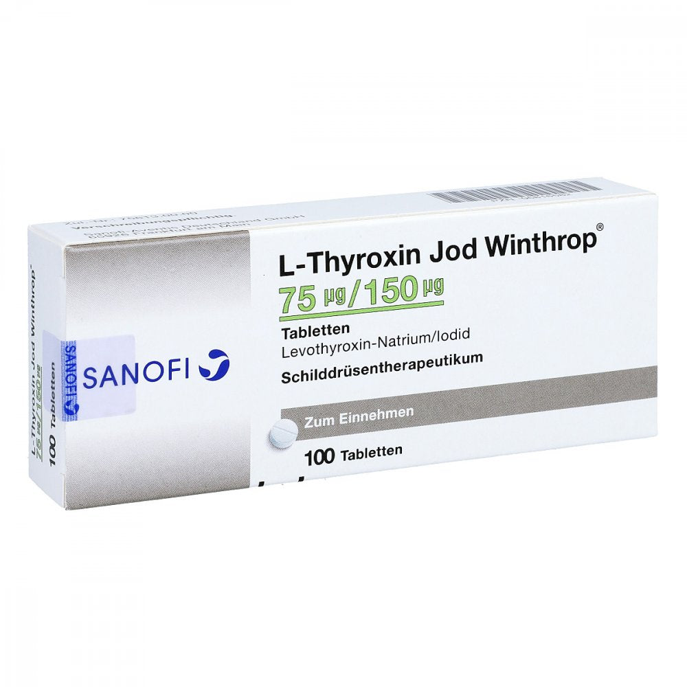 Das Produktfoto zeigt L-Thyroxin Jod Winthrop 75 Μg/150 Μg Tabletten (100 stk) PZN 06816582