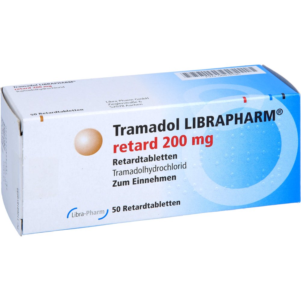 Das Produktfoto zeigt Tramadol Librapharm Retard 200 Mg (50 stk) PZN 06818196