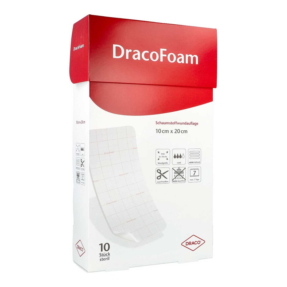 Dracofoam Schaumstoff Wundauflage 10x20 Cm (10 stk)