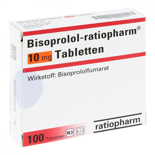 Das Produktfoto zeigt Bisoprolol-Ratiopharm 10 Mg Tabletten (100 stk) PZN 06866143