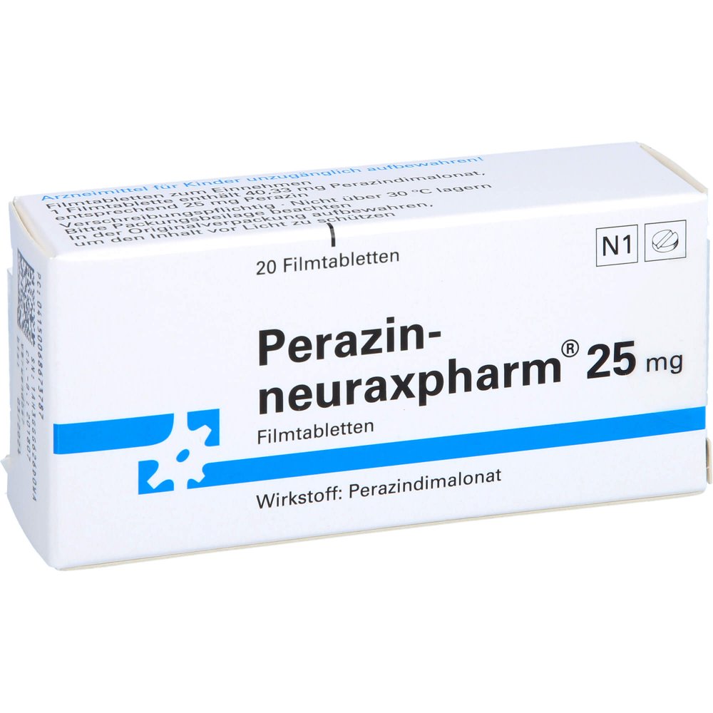 Das Produktfoto zeigt Perazin-Neuraxpharm 25 Mg Filmtabletten (20 stk) PZN 06867378