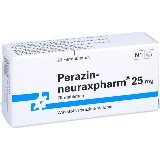 Das Produktfoto zeigt Perazin-Neuraxpharm 25 Mg Filmtabletten (20 stk) PZN 06867378