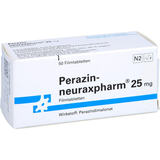 Das Produktfoto zeigt Perazin-Neuraxpharm 25 Mg Filmtabletten (50 stk) PZN 06867384