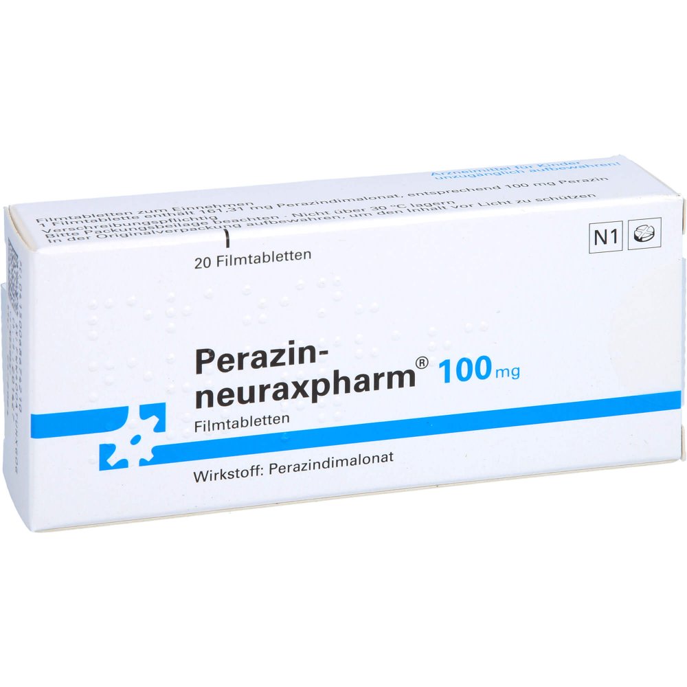 Das Produktfoto zeigt Perazin-Neuraxpharm 100 Mg Filmtabletten (20 stk) PZN 06867421