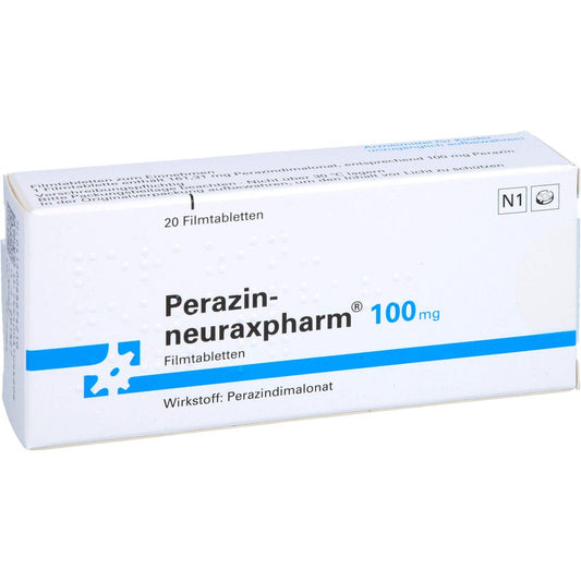 Das Produktfoto zeigt Perazin-Neuraxpharm 100 Mg Filmtabletten (20 stk) PZN 06867421