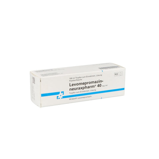 Das Produktfoto zeigt Levomepromazin-Neuraxpharm 40 Mg/Ml Tropf.Z.Einn. (100 ml) PZN 06867496