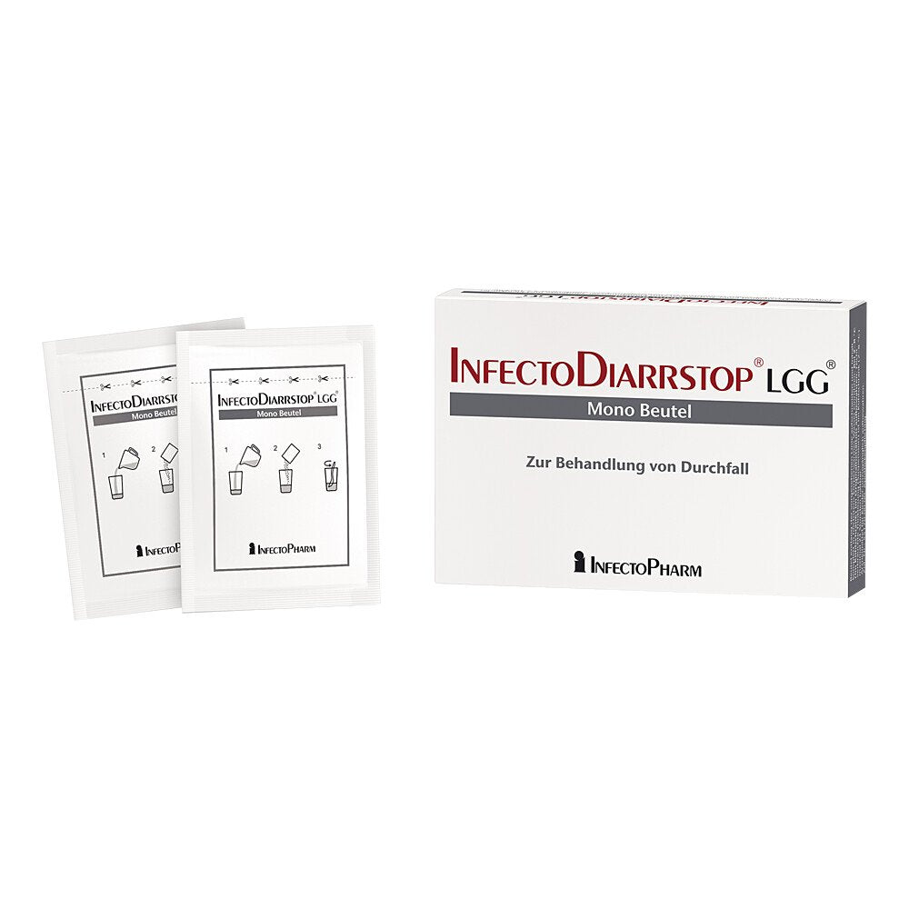 Das Produktfoto zeigt Infectodiarrstop Lgg Mono Beutel P.H.Susp.Z.Einn. (10 stk) PZN 06872385