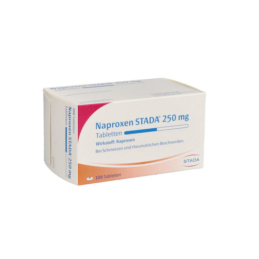 Das Produktfoto zeigt Naproxen Stada 250 Mg Tabletten (100 stk) PZN 06873002