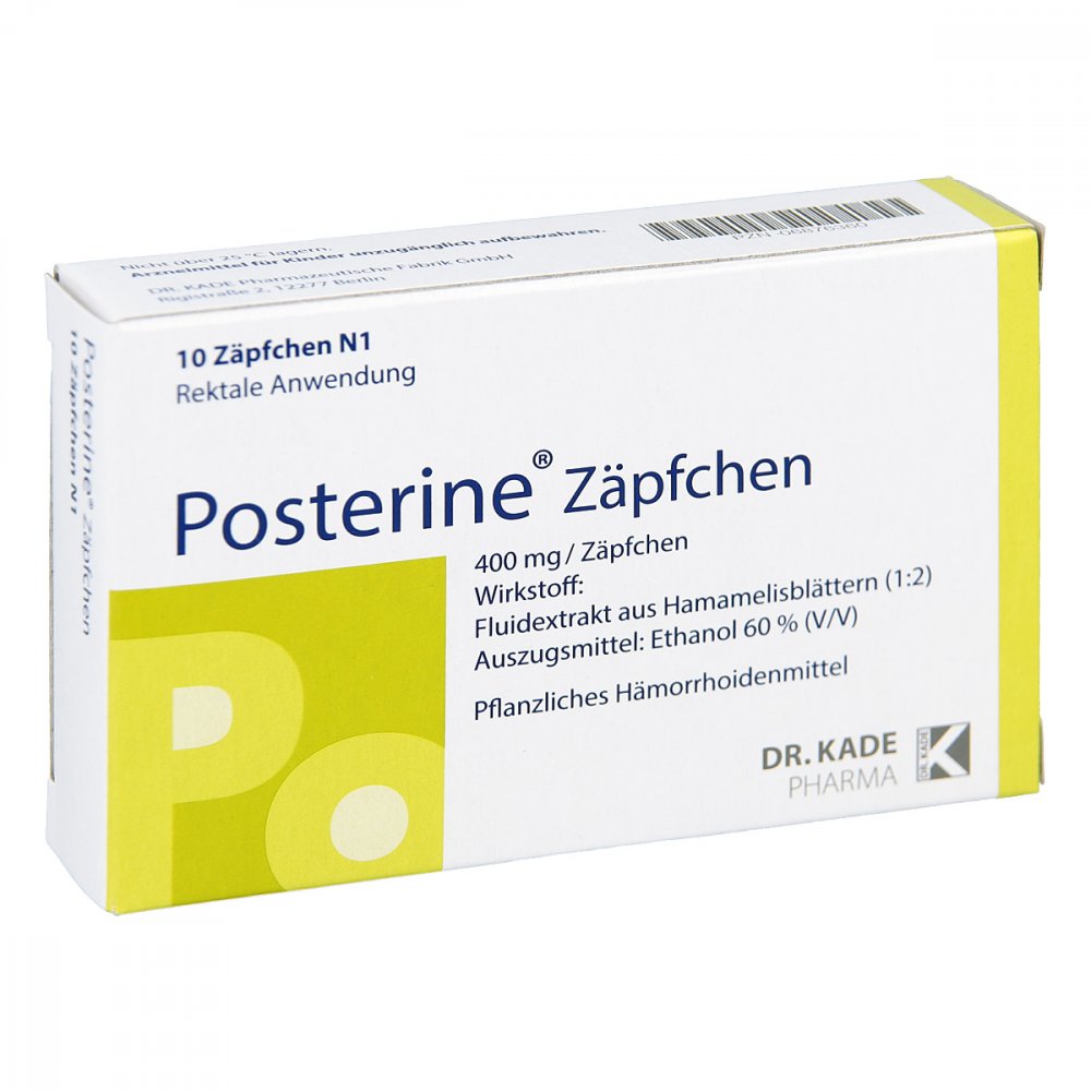 Das Produktfoto zeigt Posterine Suppositorien (10 stk) PZN 06876360