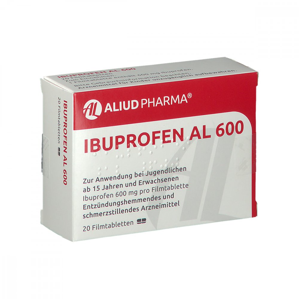 Das Produktfoto zeigt Ibuprofen Al 600 Filmtabletten (20 stk) PZN 06876785