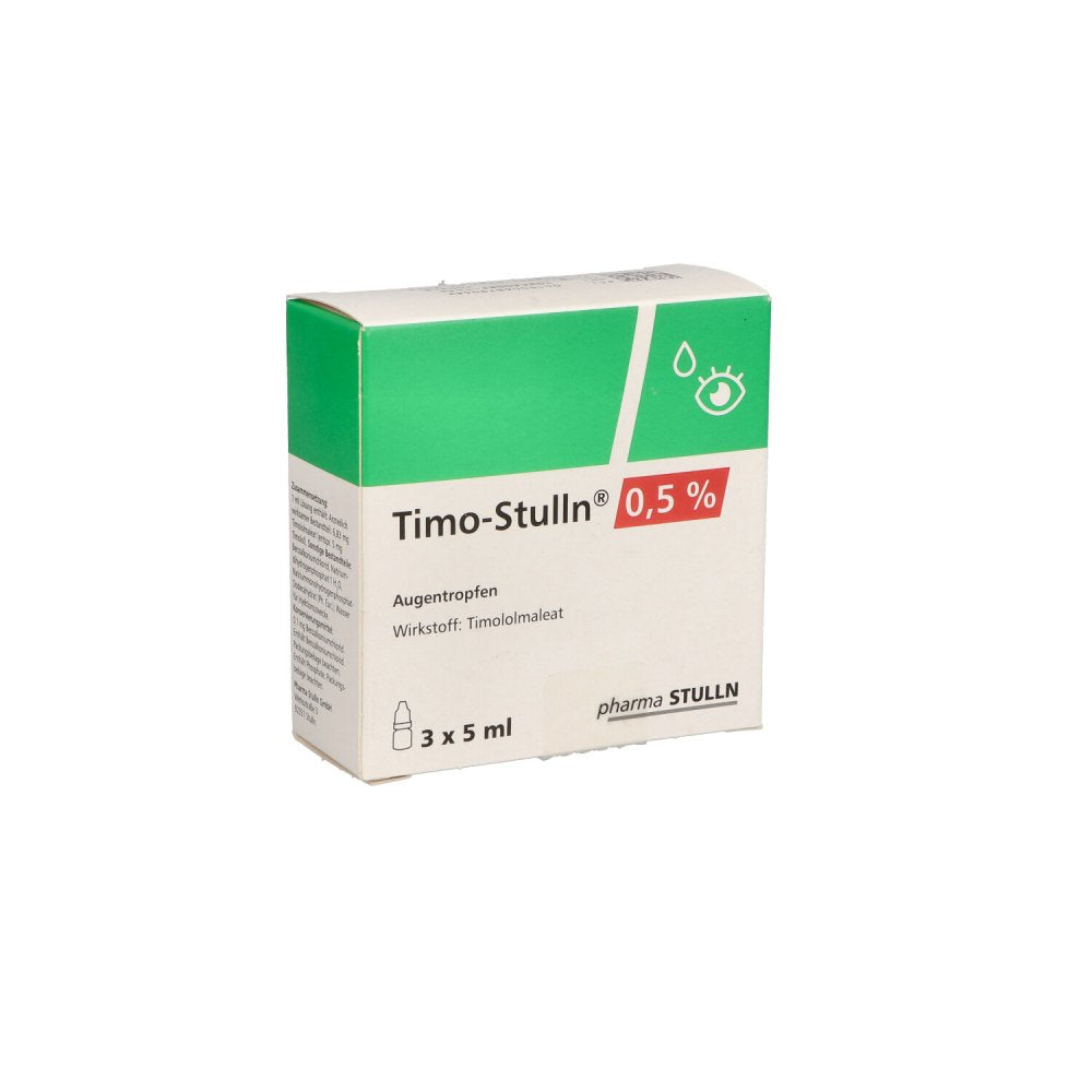 Das Produktfoto zeigt Timo-Stulln 0,5% Augentropfen (3X5 ml) PZN 06879068