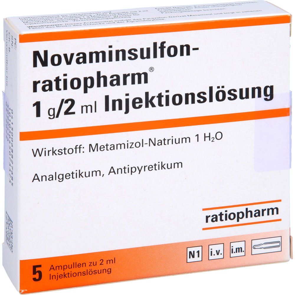 Novaminsulfon-Ratiopharm 1 G/2 Ml Inj.-Lsg.Amp. (5 stk)