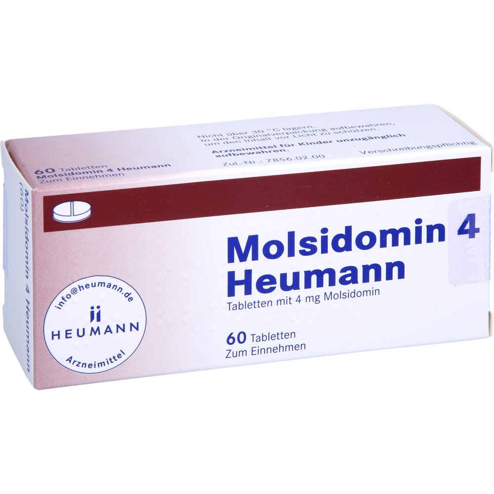 Das Produktfoto zeigt Molsidomin 4 Heumann Tabletten (60 stk) PZN 06883526