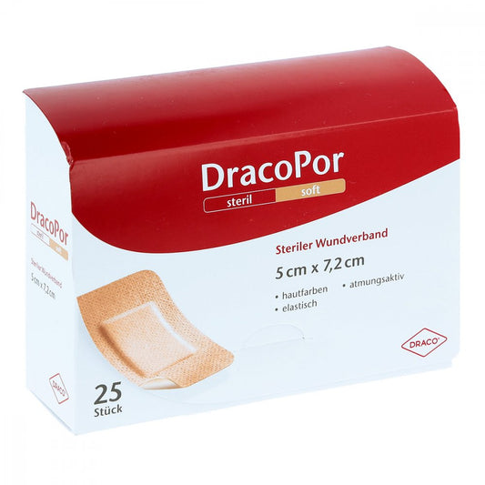 Das Produktfoto zeigt Dracopor Wundverband 5x7,2 Cm Steril Hautfarben (25 stk) PZN 06887731
