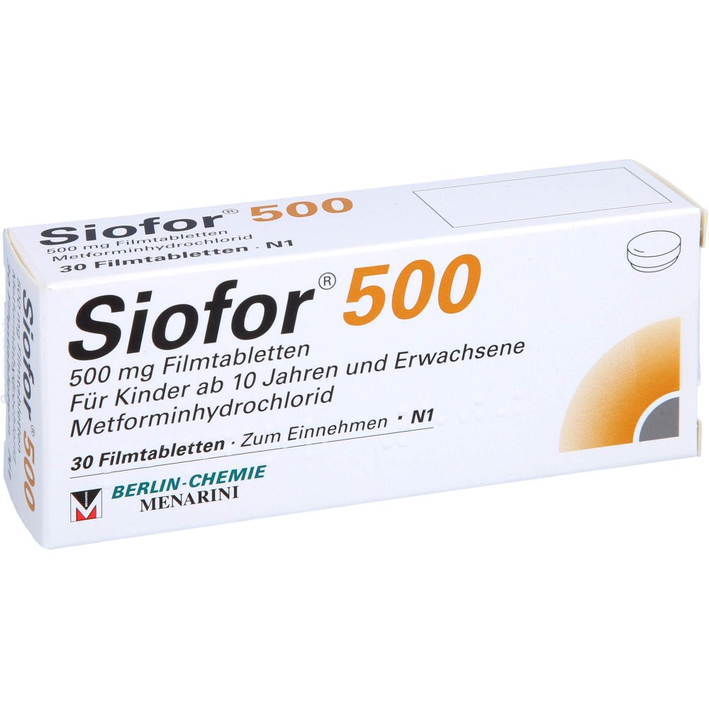 Das Produktfoto zeigt Siofor 500 Filmtabletten (30 stk) PZN 06890561