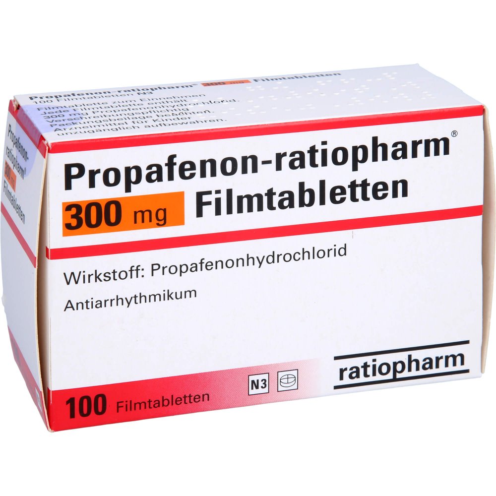 Das Produktfoto zeigt Propafenon-Ratiopharm 300 Mg Filmtabletten (100 stk) PZN 06890911