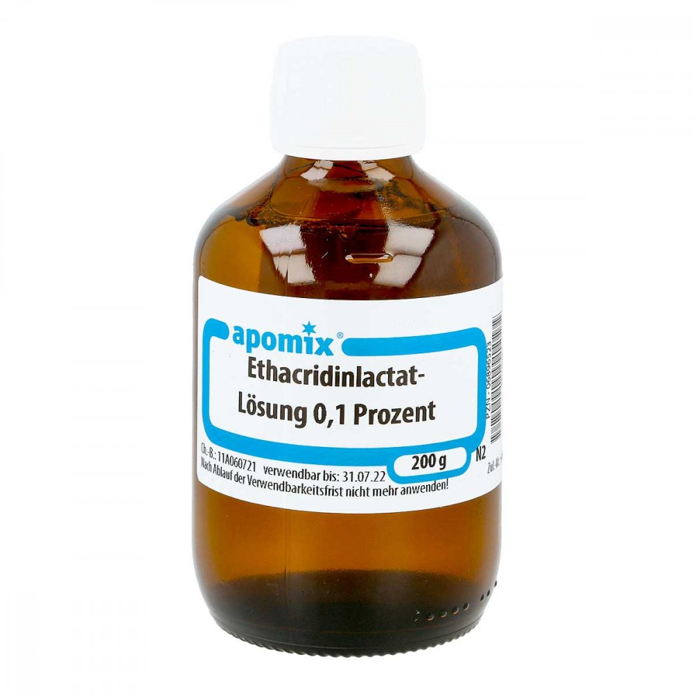 Das Produktfoto zeigt Solutio Ethacridini 0,1% Sr (200 ml) PZN 06896523