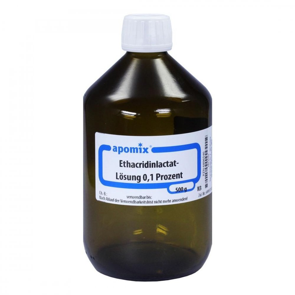 Das Produktfoto zeigt Solutio Ethacridini 0,1% Sr (500 ml) PZN 06896546