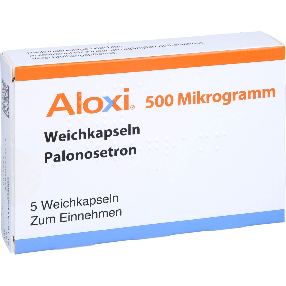 Das Produktfoto zeigt Aloxi 500 Mikrogramm Weichkapseln (5 stk) PZN 06905966