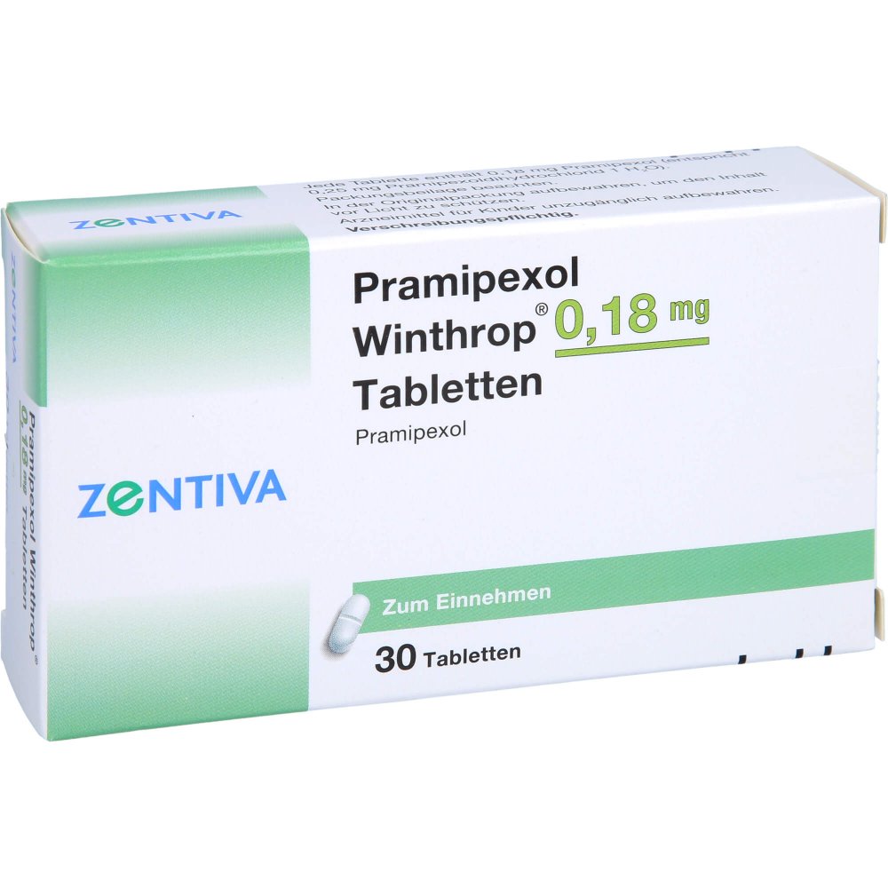 Das Produktfoto zeigt Pramipexol Winthrop 0,18 Mg Tabletten (30 stk) PZN 06912050