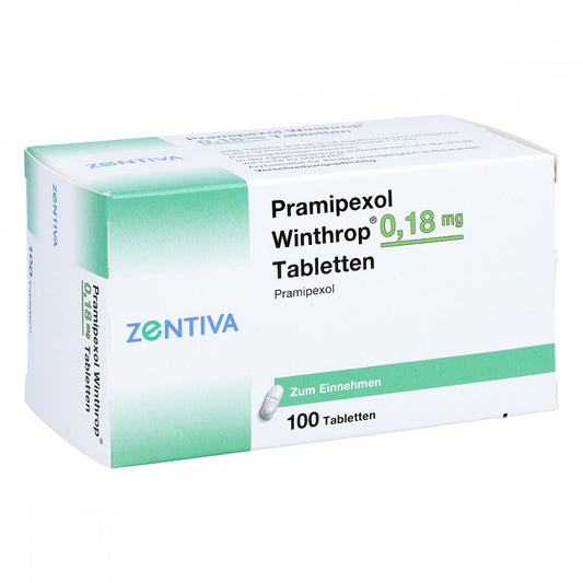 Das Produktfoto zeigt Pramipexol Winthrop 0,18 Mg Tabletten (100 stk) PZN 06912067