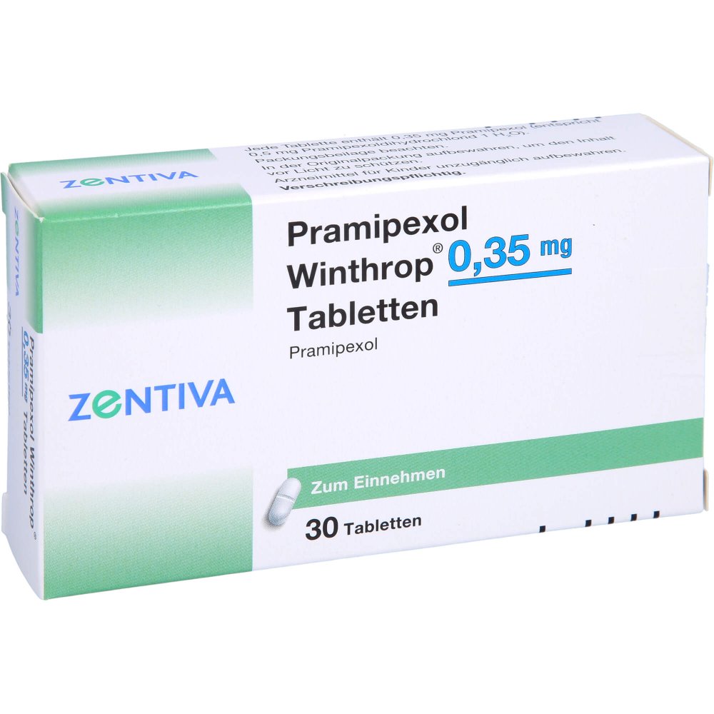 Das Produktfoto zeigt Pramipexol Winthrop 0,35 Mg Tabletten (30 stk) PZN 06912073