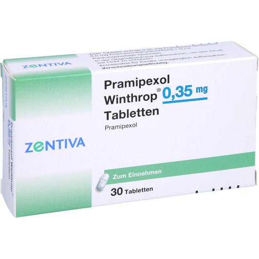 Das Produktfoto zeigt Pramipexol Winthrop 0,35 Mg Tabletten (30 stk) PZN 06912073