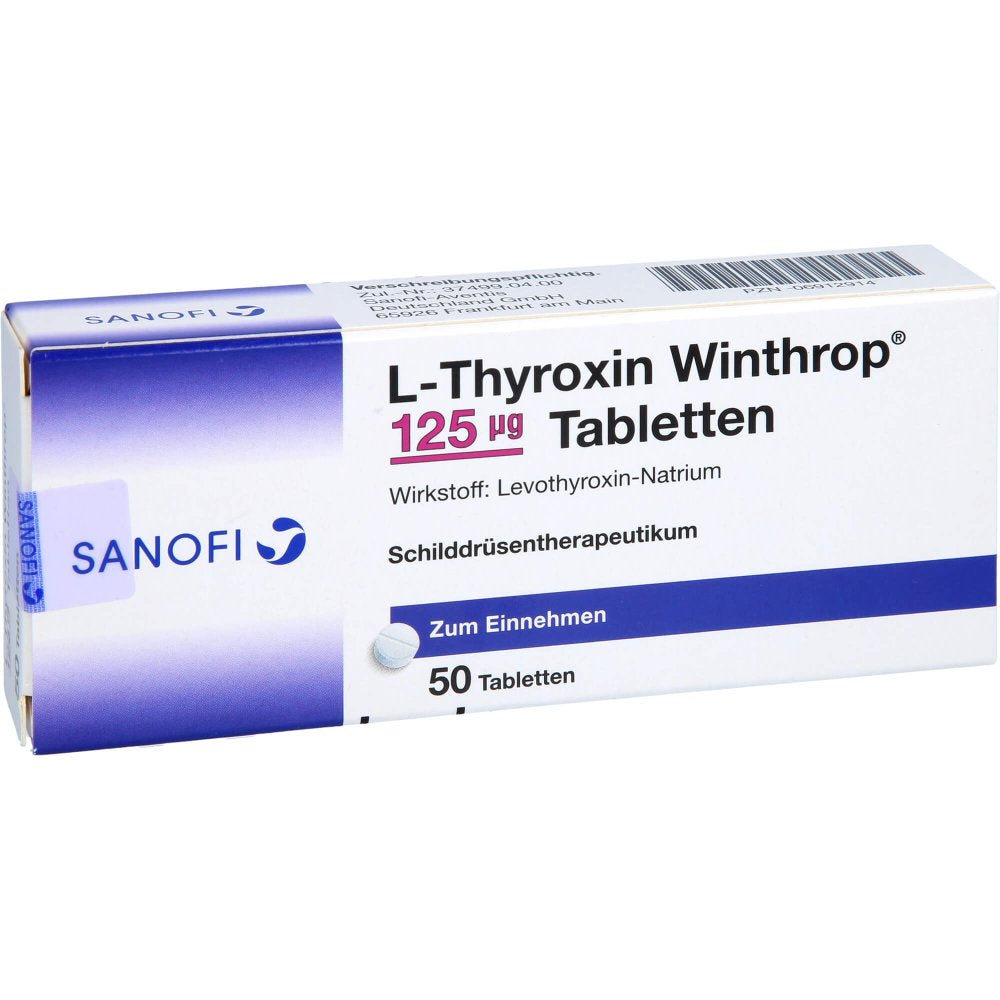 Das Produktfoto zeigt L-Thyroxin Winthrop 125 Μg Tabletten (50 stk) PZN 06912914