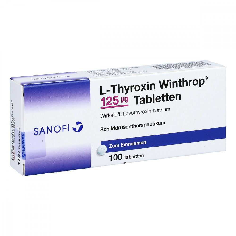 Das Produktfoto zeigt L-Thyroxin Winthrop 125 Μg Tabletten (100 stk) PZN 06912920