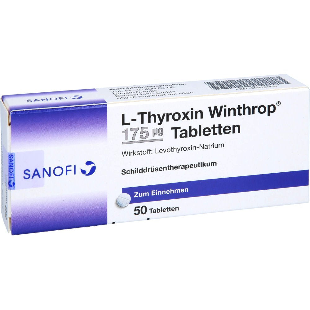 Das Produktfoto zeigt L-Thyroxin Winthrop 175 Μg Tabletten (50 stk) PZN 06912966