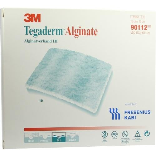 Das Produktfoto zeigt Tegaderm Alginate Fk Kompressen 10x10 Cm 90112 (10 stk) PZN 06916881