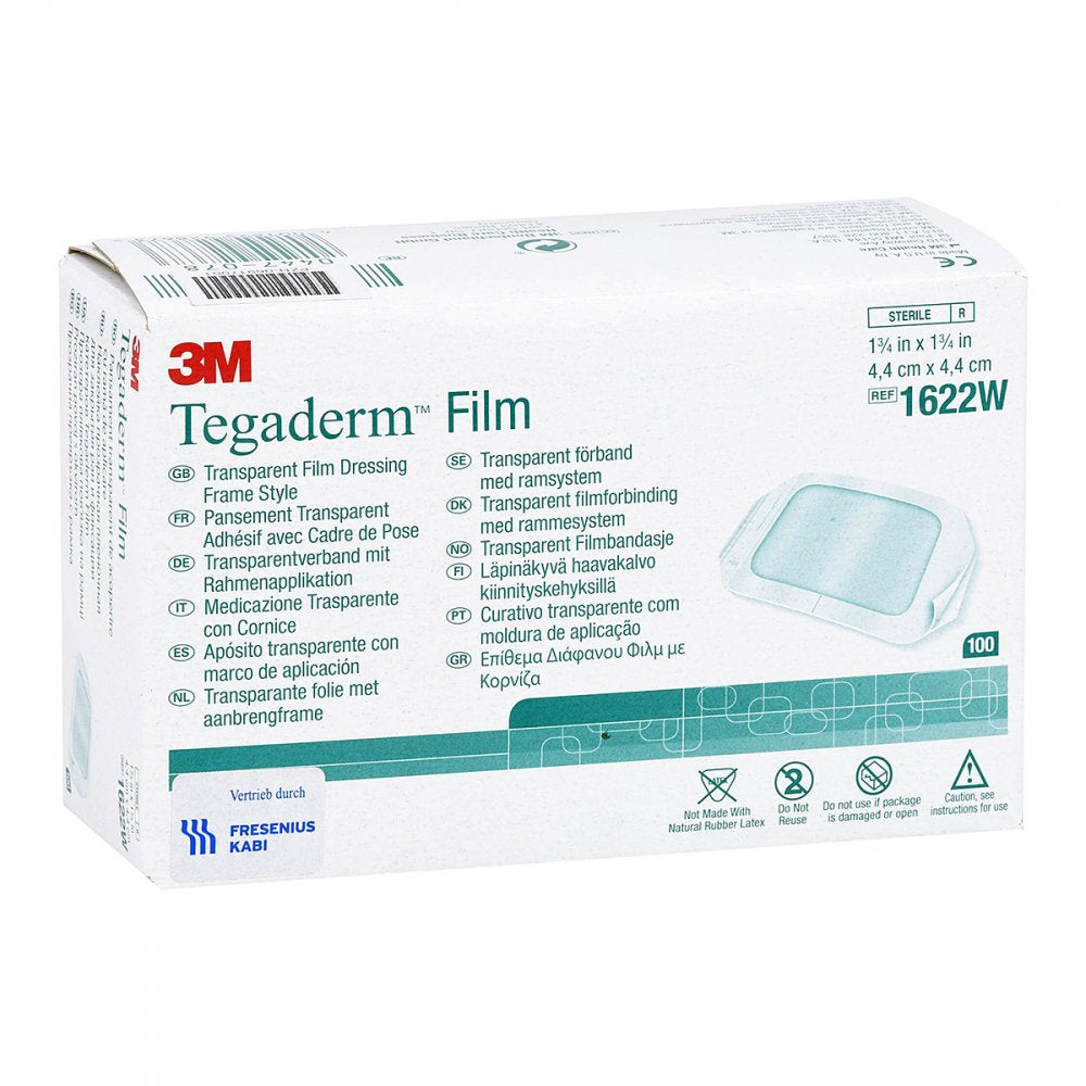 Das Produktfoto zeigt Tegaderm Film 4,4x4,4 Cm 1622w (100 stk) PZN 06917001