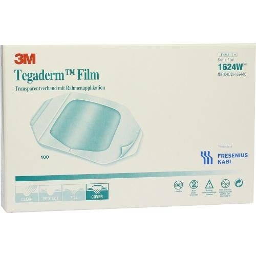 Das Produktfoto zeigt Tegaderm Film 6x7 Cm 1624w (100 stk) PZN 06917024