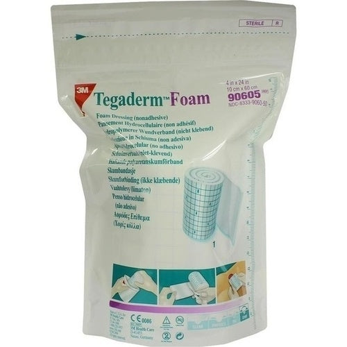 Das Produktfoto zeigt Tegaderm Foam N.Klebend Fk 10x60 Cm Rolle 90605 (1 stk) PZN 06917194