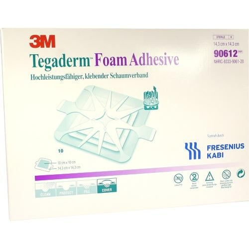 Das Produktfoto zeigt Tegaderm Foam Adhesive Fk 14,3x14,3 Cm 90612 (10 stk) PZN 06917337