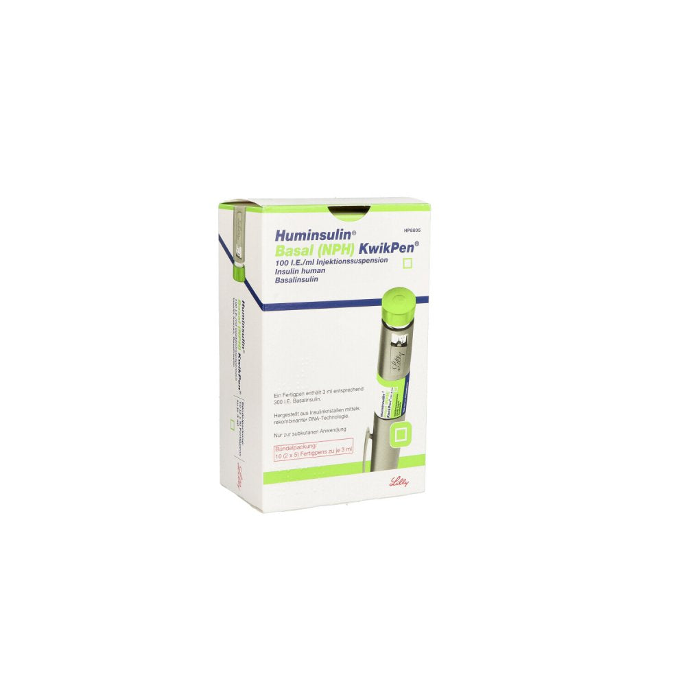 Das Produktfoto zeigt Huminsulin Basal Nph Kwikpen Injektionssuspension (10 stk) PZN 06922114