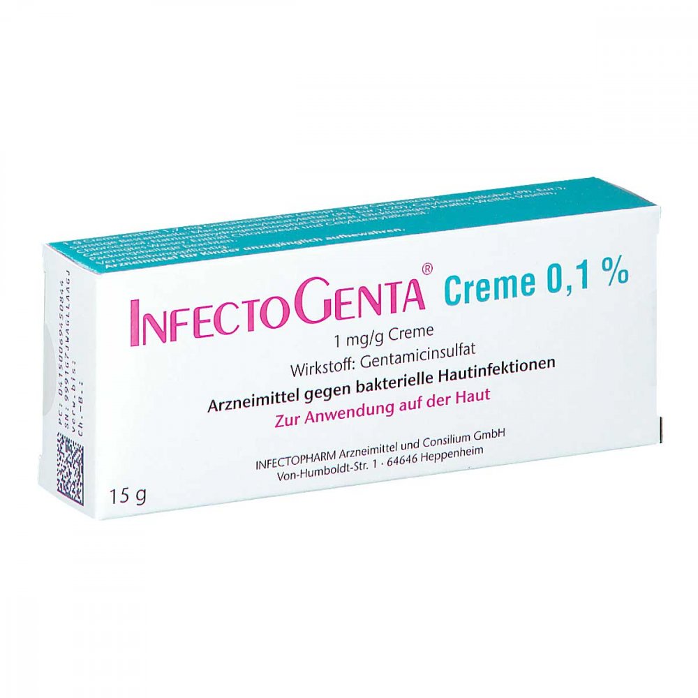 Das Produktfoto zeigt Infectogenta Creme 0,1% (15 g) PZN 06945084